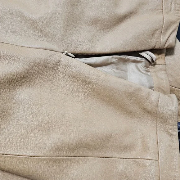 Kasper Genuine Leather A Line Below Knee Skirt Tan Camel Lined Career 8 - Picture 5 of 6